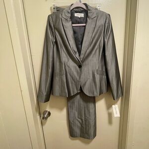 Calvin Klein 2-Piece Suit Set Herringbone Size 10 NWT Blazer & Pants Workwear